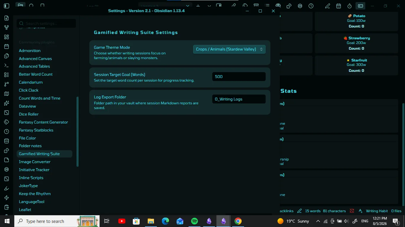 Gamified Writing Suite screenshot
