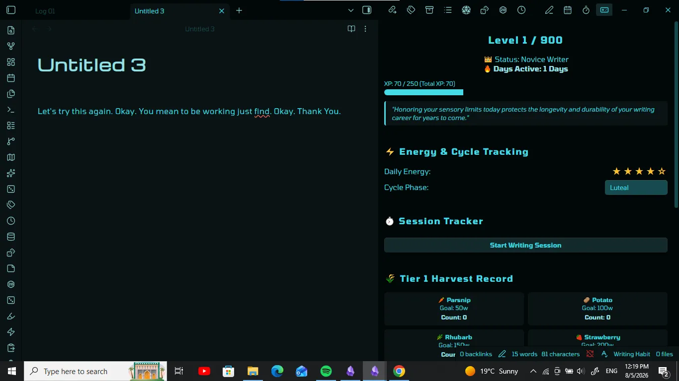 Gamified Writing Suite screenshot