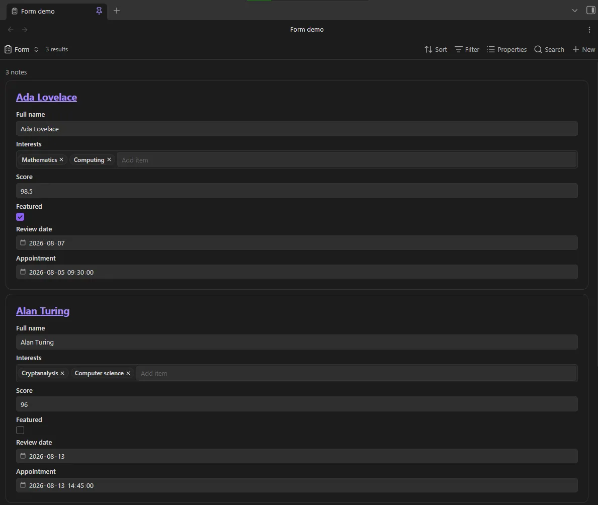 BaseForm screenshot