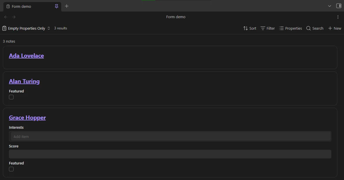 BaseForm screenshot
