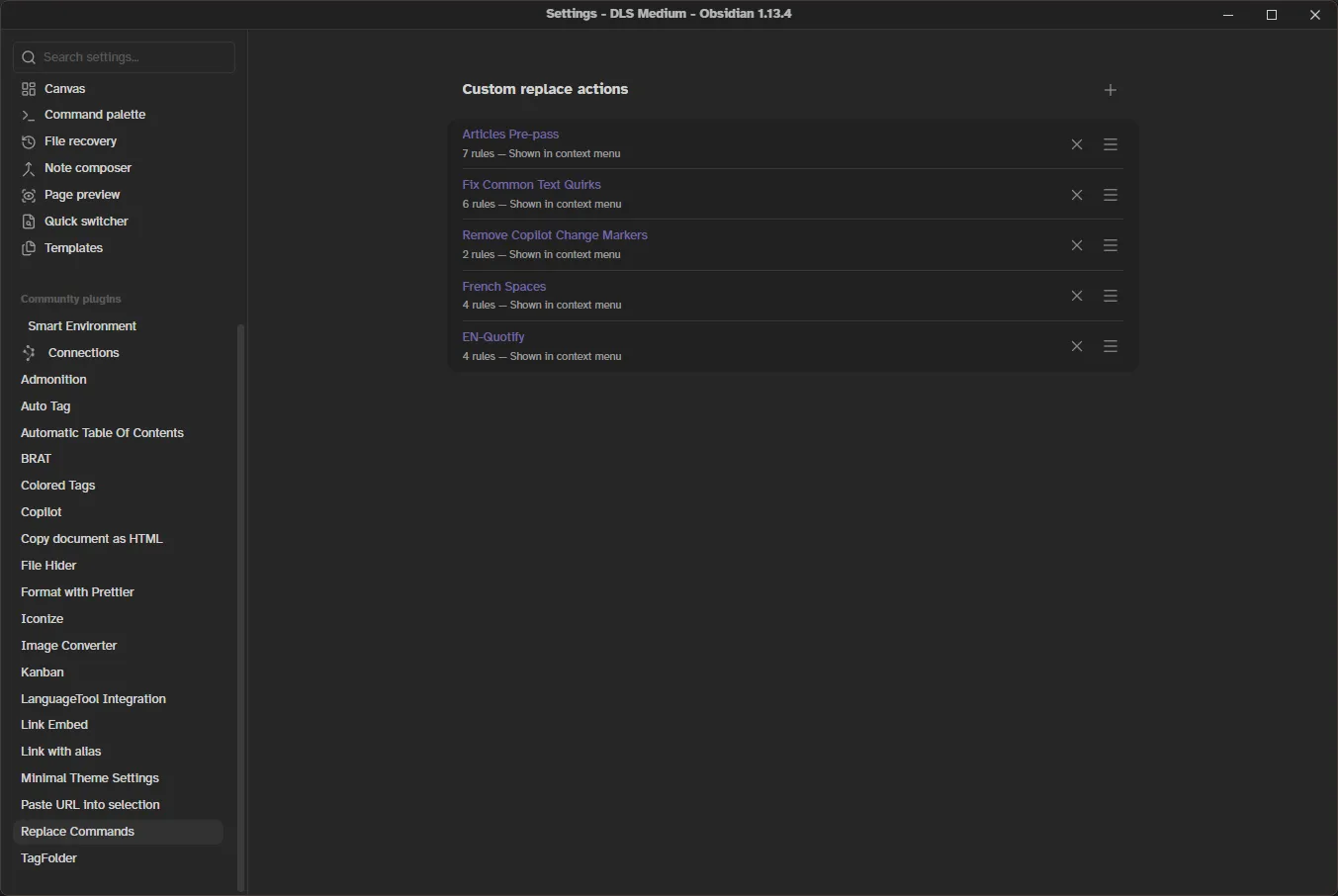 Replace Commands screenshot