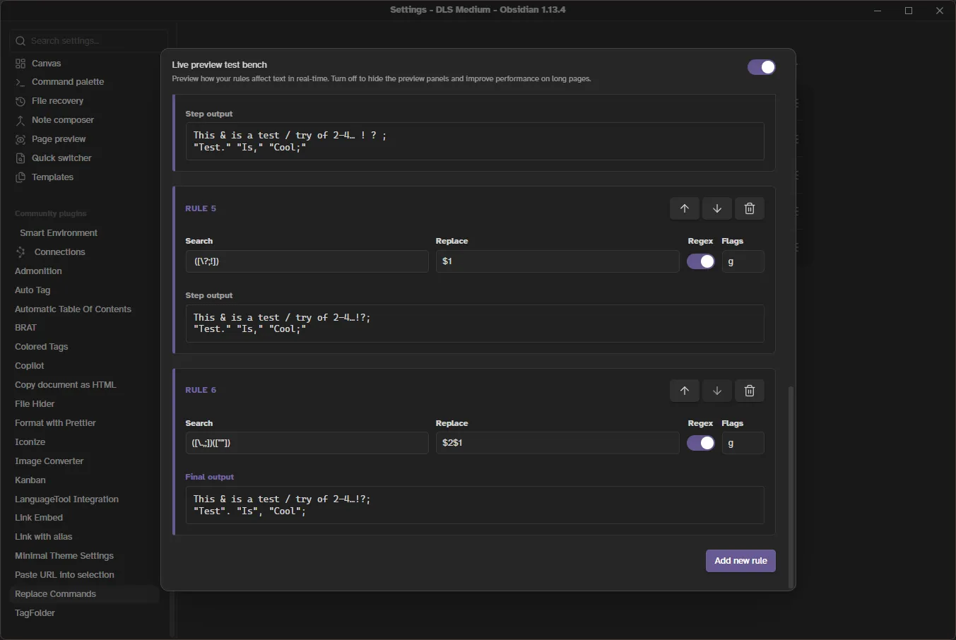 Replace Commands screenshot