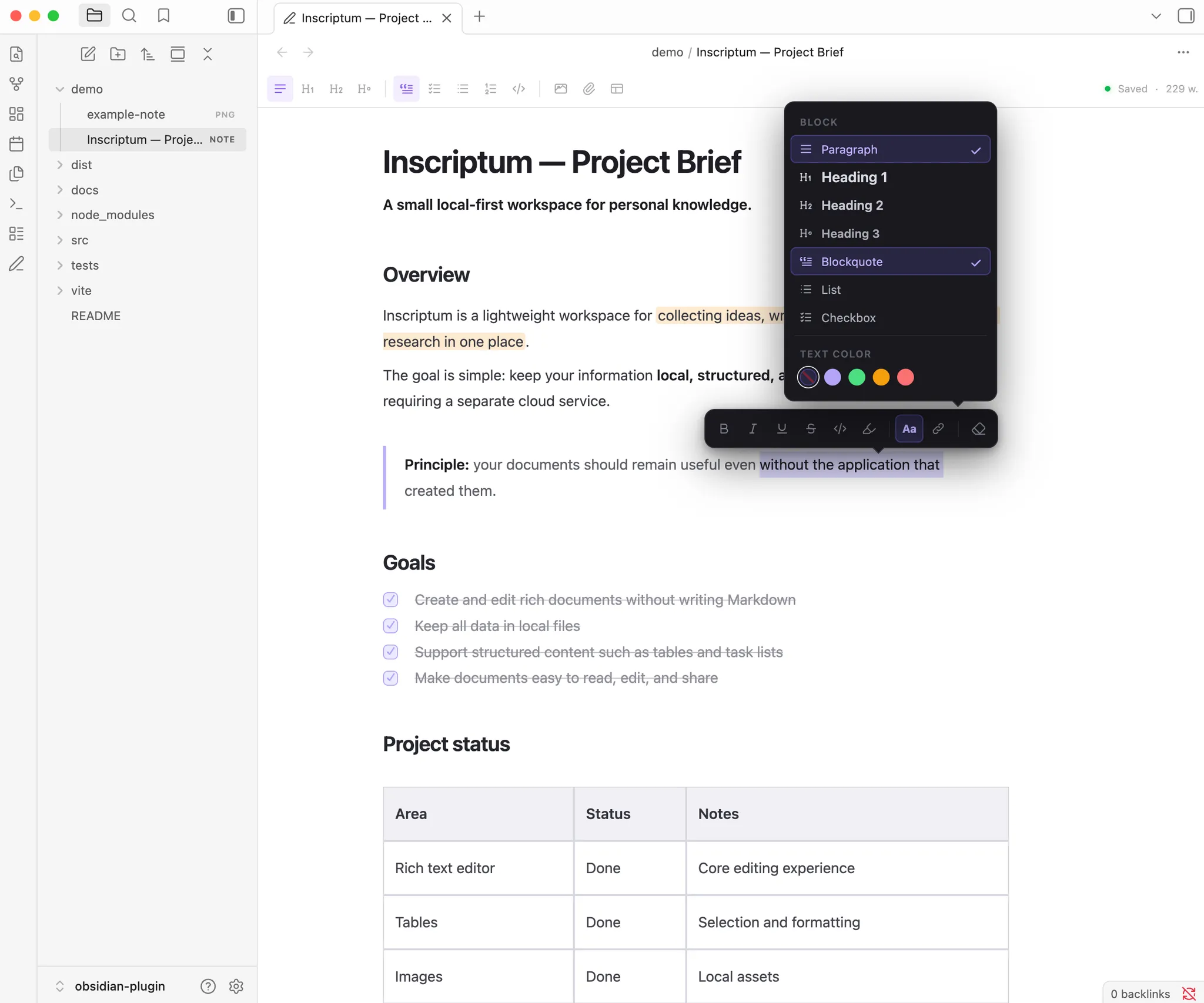 Inscriptum screenshot