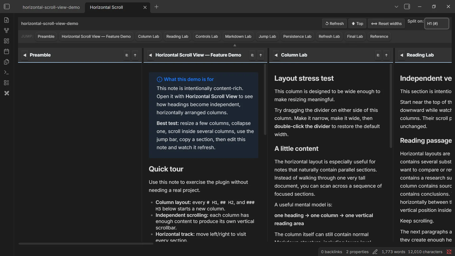 Horizontal Scroll View screenshot