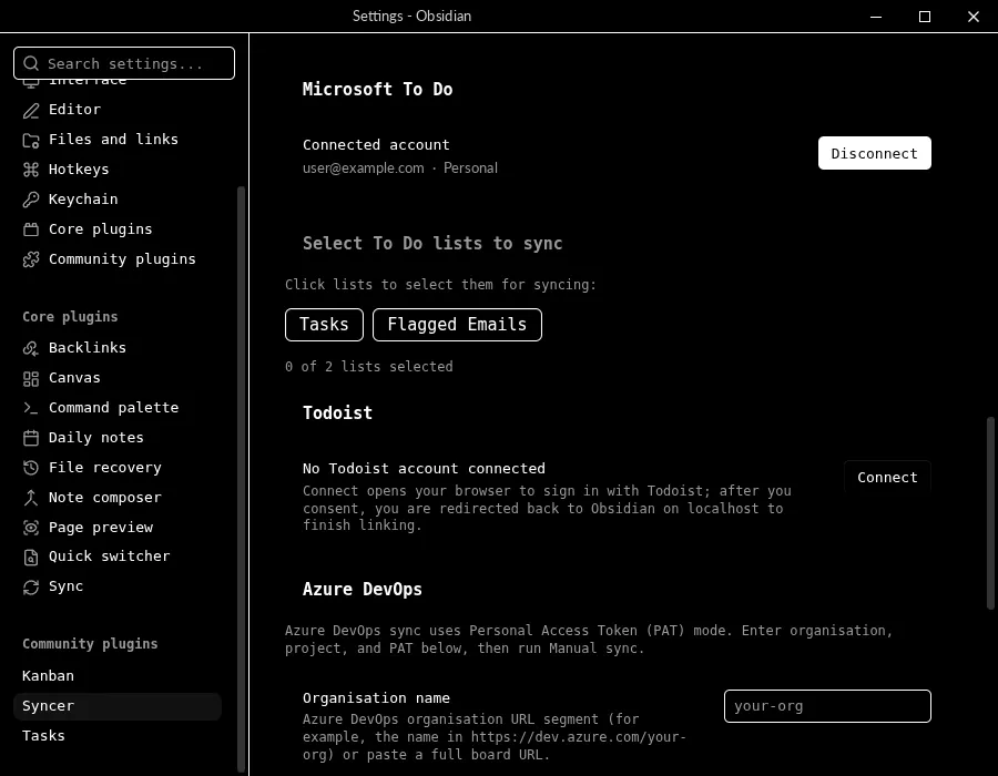 Syncer screenshot