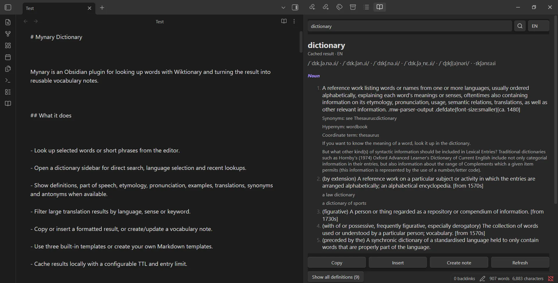 Mynary Dictionary screenshot