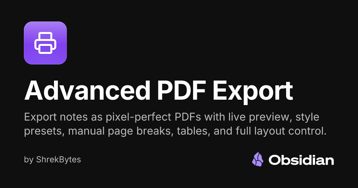 Advanced PDF Export - Obsidian Plugin