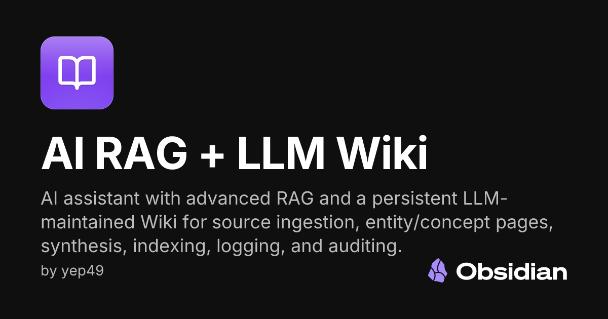 AI RAG + LLM Wiki - Obsidian Plugin