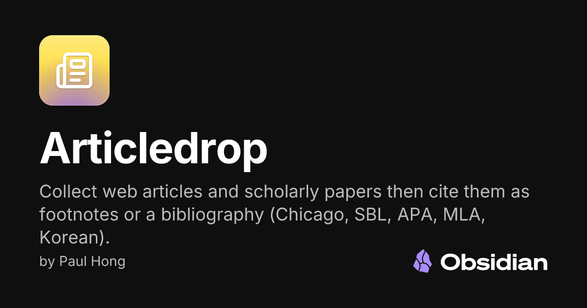Articledrop - Obsidian Plugin