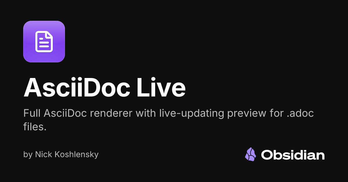 AsciiDoc Live - Obsidian Plugin
