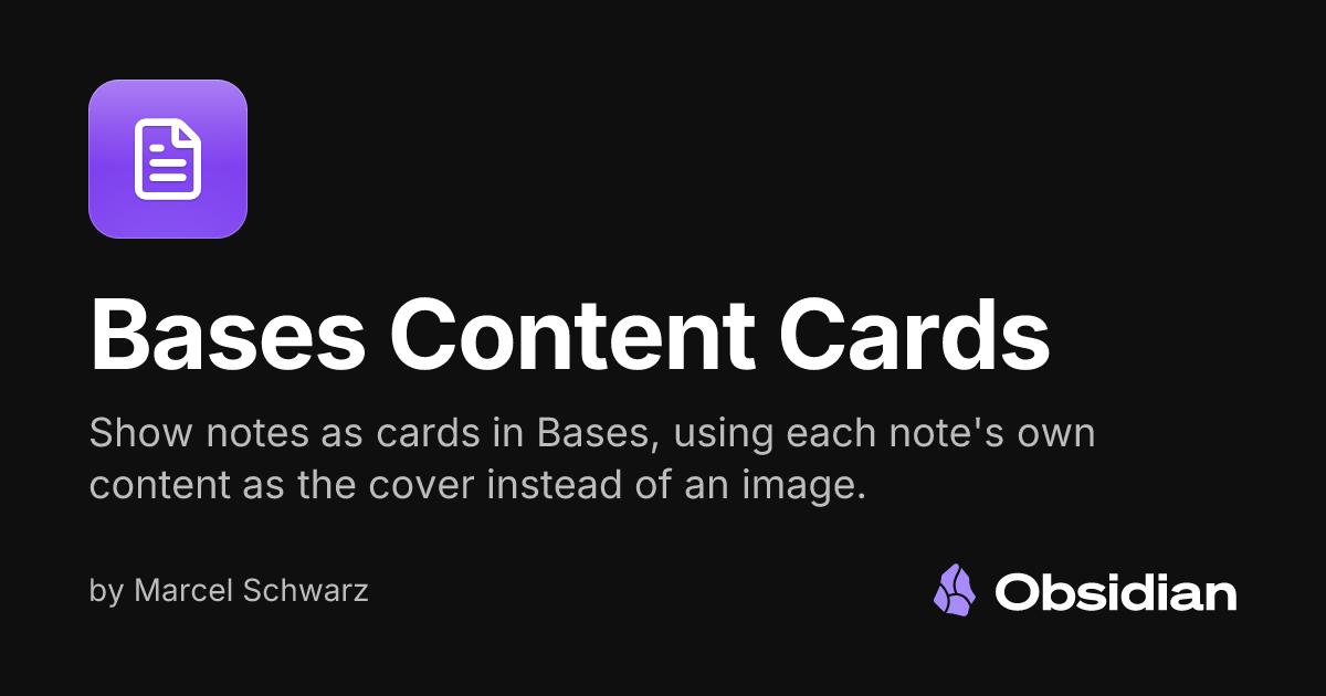 Bases Content Cards - Obsidian Plugin