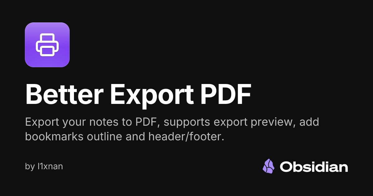 Better Export PDF - Obsidian Plugin
