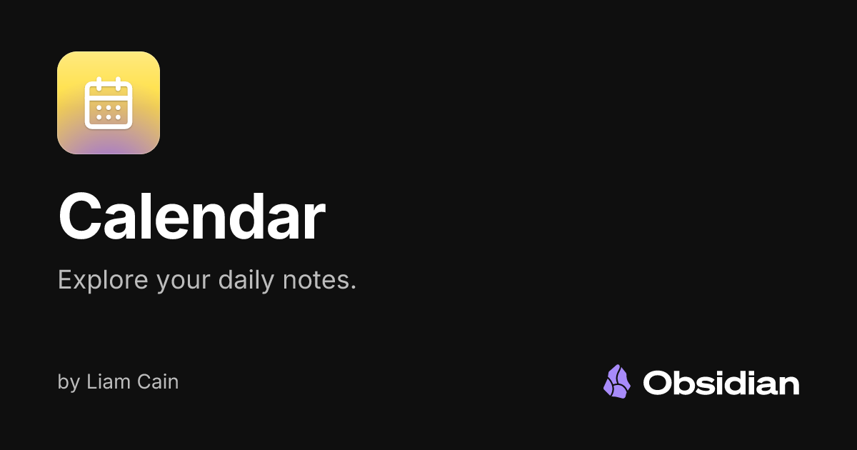 Calendar - Obsidian Plugin