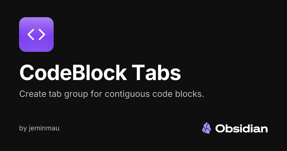 CodeBlock Tabs - Obsidian Plugin