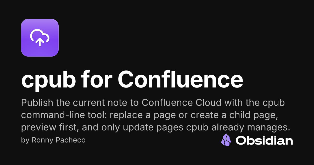 cpub for Confluence - Obsidian Plugin