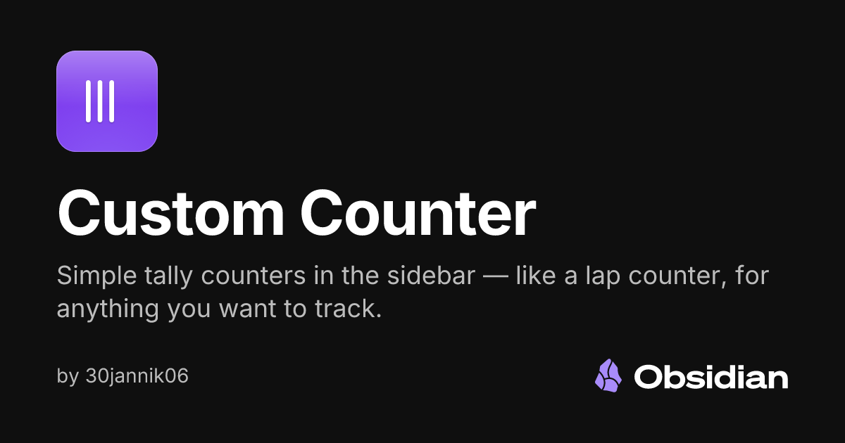 Custom Counter - Obsidian Plugin