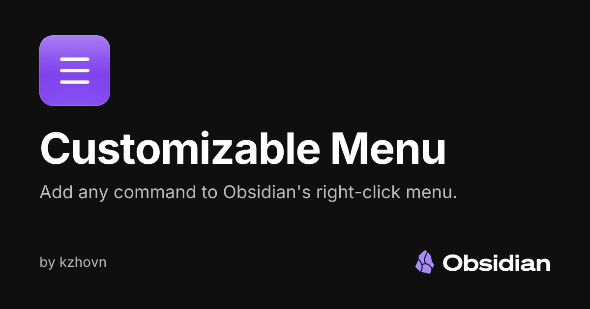 Customizable Menu - Obsidian Plugin