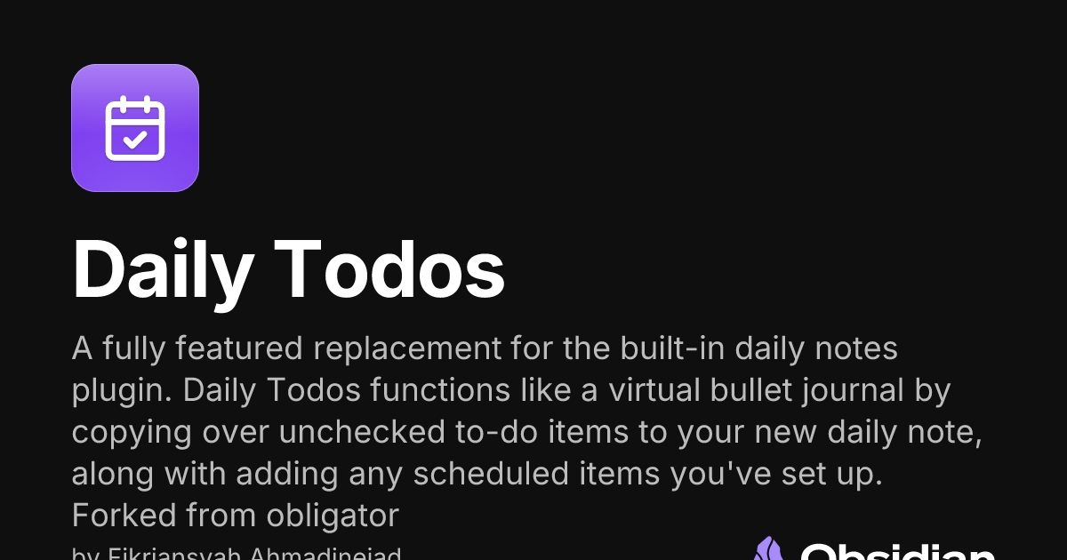 Daily Todos - Obsidian Plugin