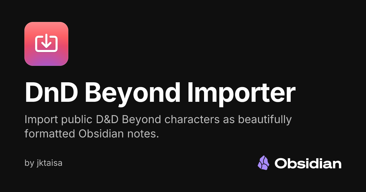 DnD Beyond Importer - Obsidian Plugin