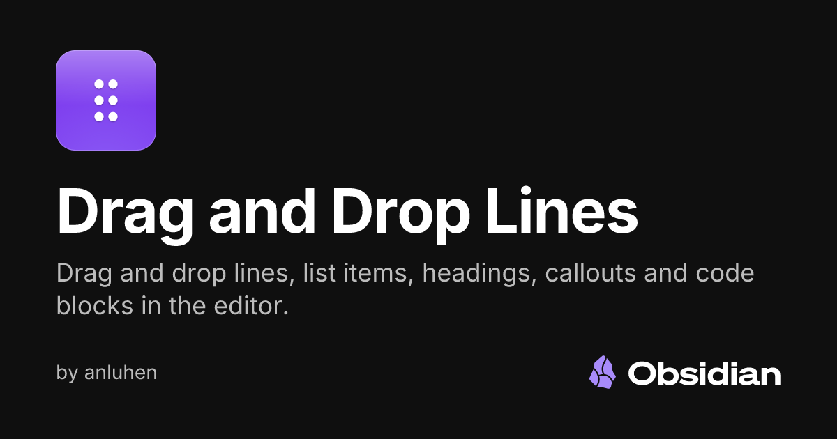 Drag and Drop Lines - Obsidian Plugin