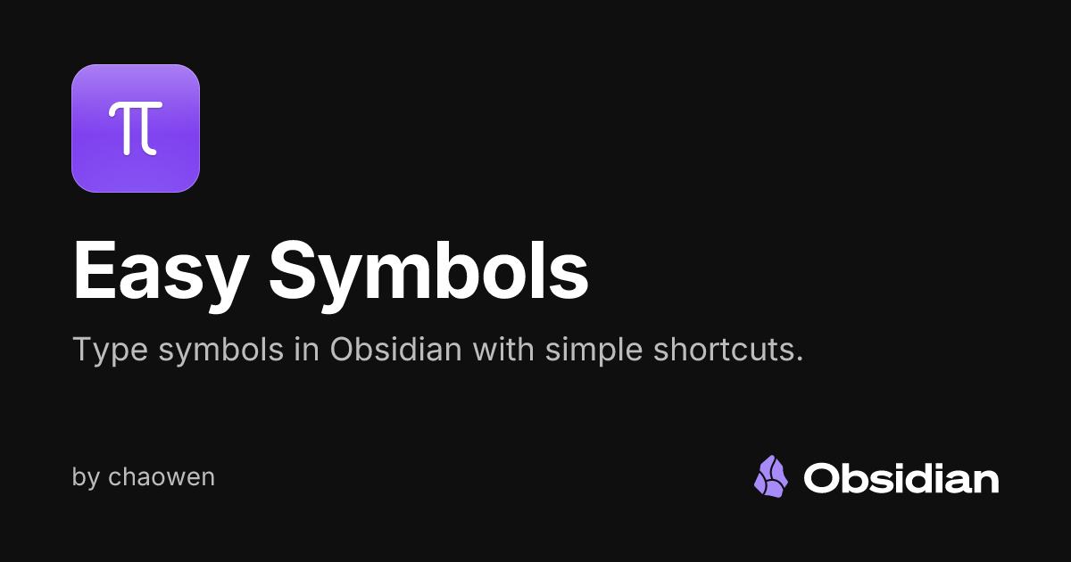 Easy Symbols - Obsidian Plugin