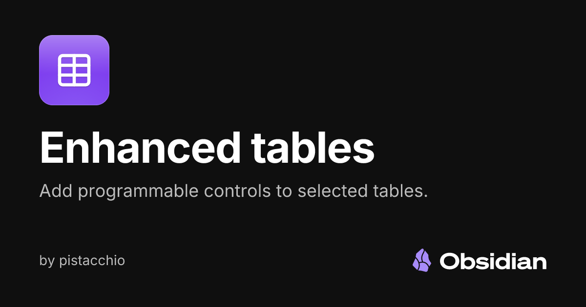 Enhanced tables - Obsidian Plugin