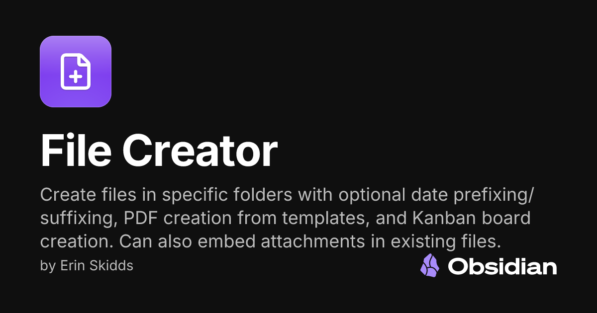 File Creator - Obsidian Plugin