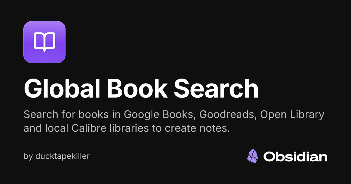 Global Book Search - Obsidian Plugin