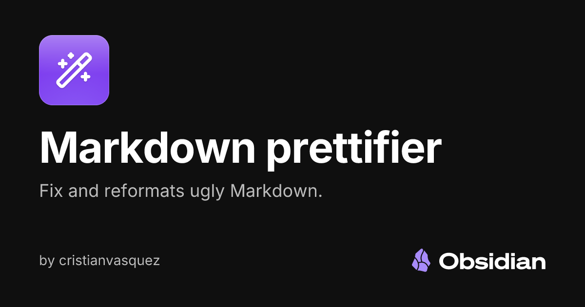 Markdown prettifier - Obsidian Plugin