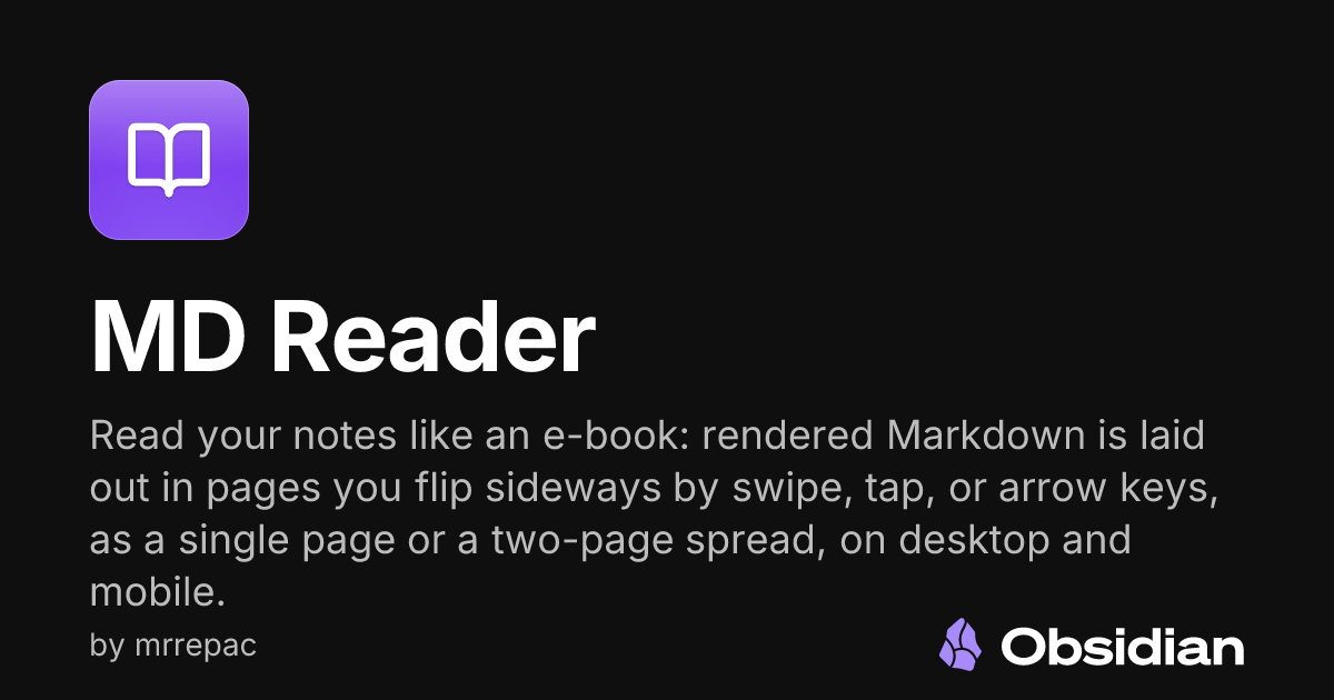 MD Reader - Obsidian Plugin