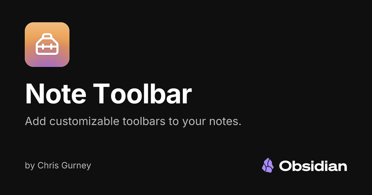 Note Toolbar - Obsidian Plugin