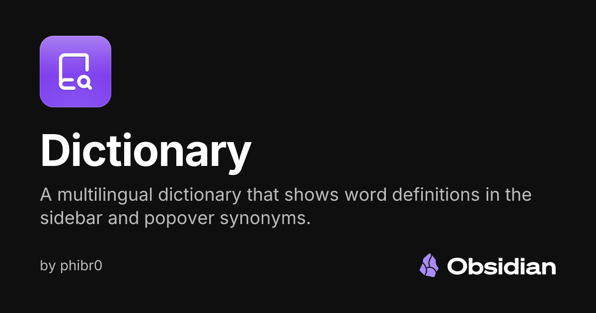 Dictionary - Obsidian Plugin