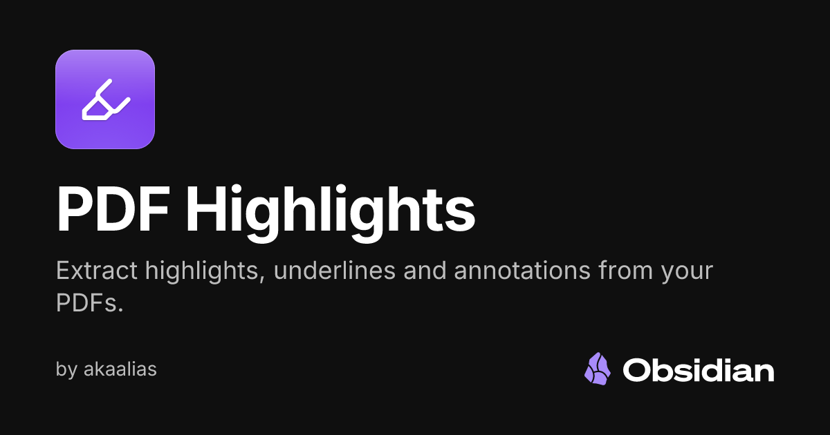 PDF Highlights - Obsidian Plugin