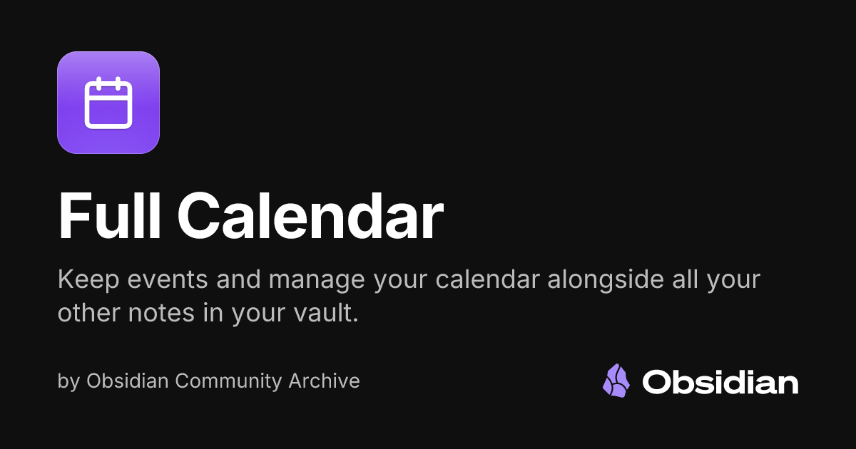 Full Calendar - Obsidian Plugin