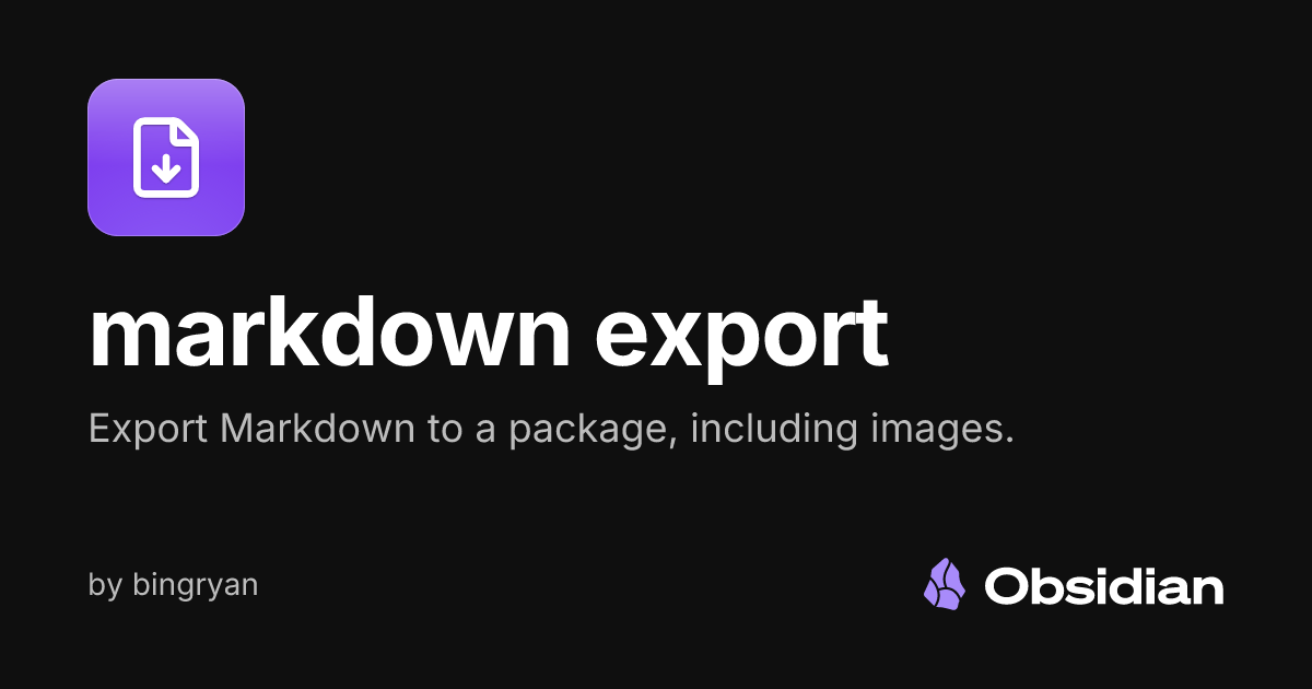 markdown export - Obsidian Plugin