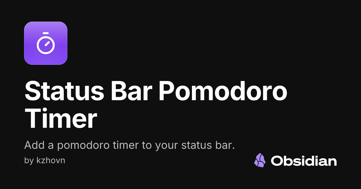 Status Bar Pomodoro Timer - Obsidian Plugin