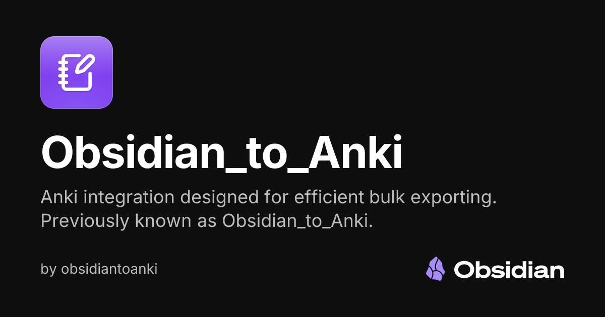 Obsidian_to_Anki - Obsidian Plugin