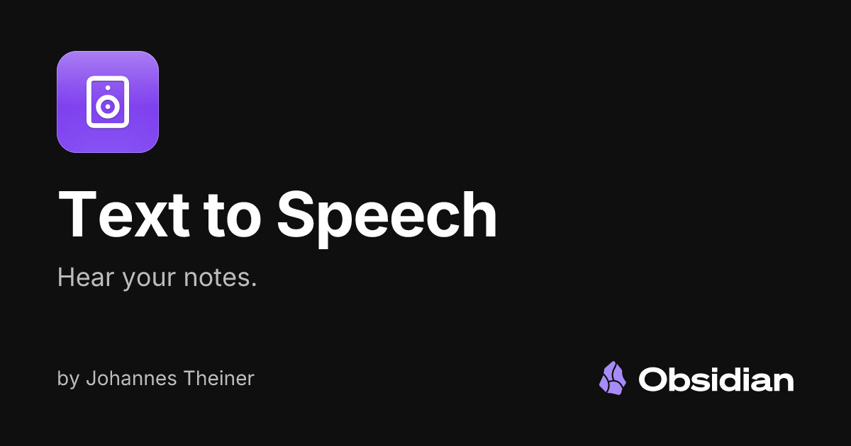 Text to Speech - Obsidian Plugin