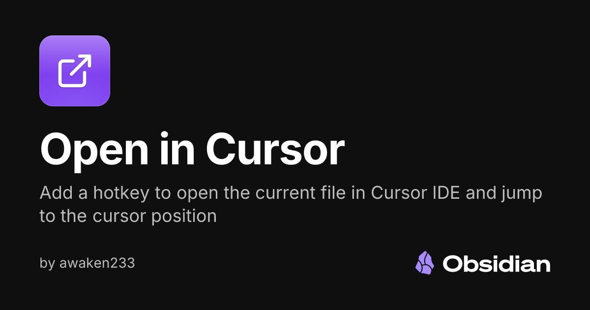 Open in Cursor - Obsidian Plugin