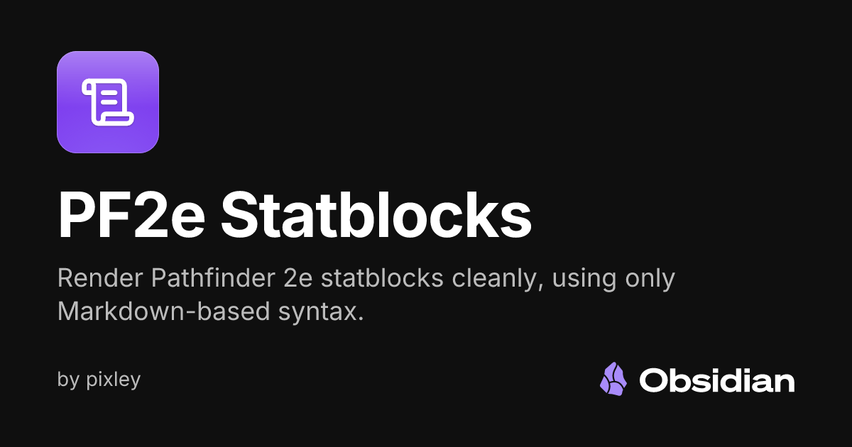 PF2e Statblocks - Obsidian Plugin