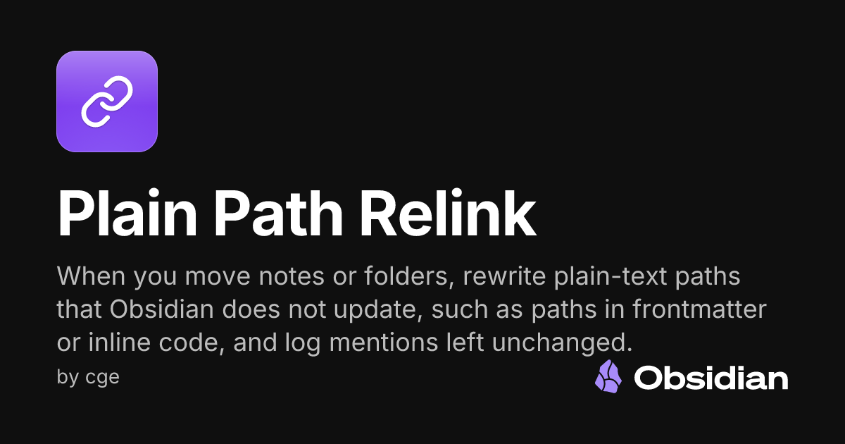 Plain Path Relink - Obsidian Plugin