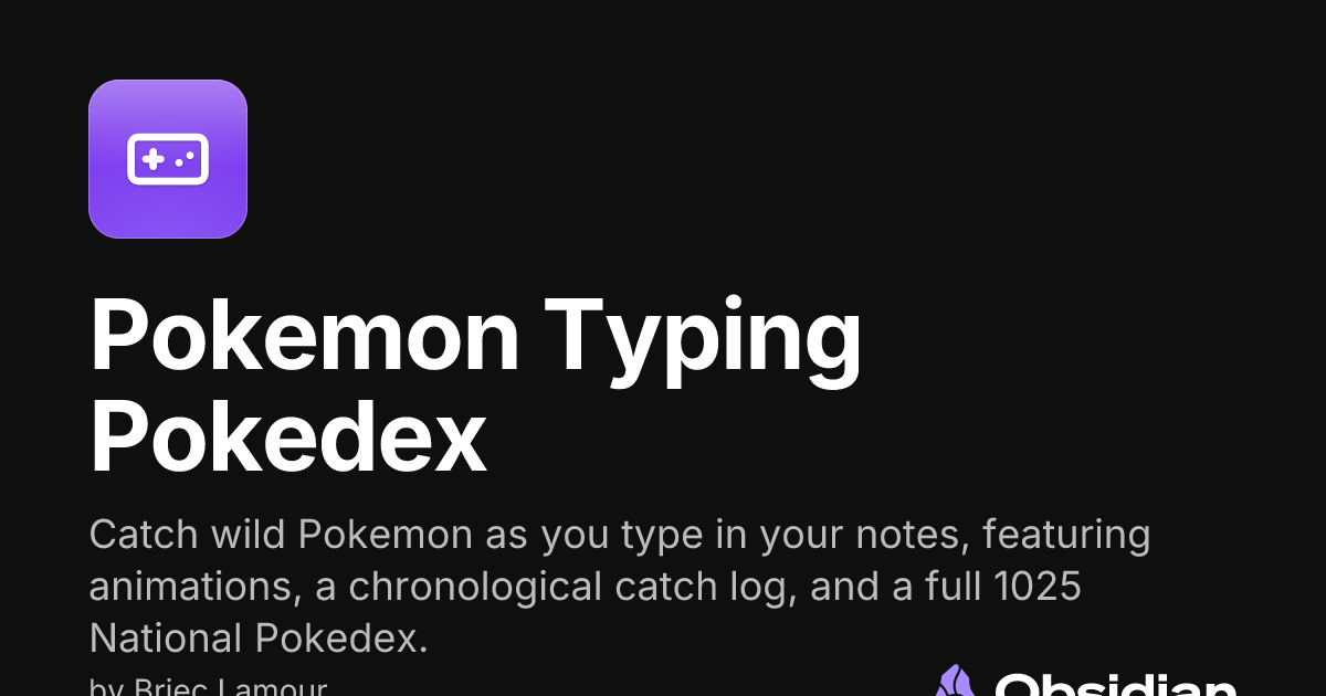 Pokemon Typing Pokedex - Obsidian Plugin