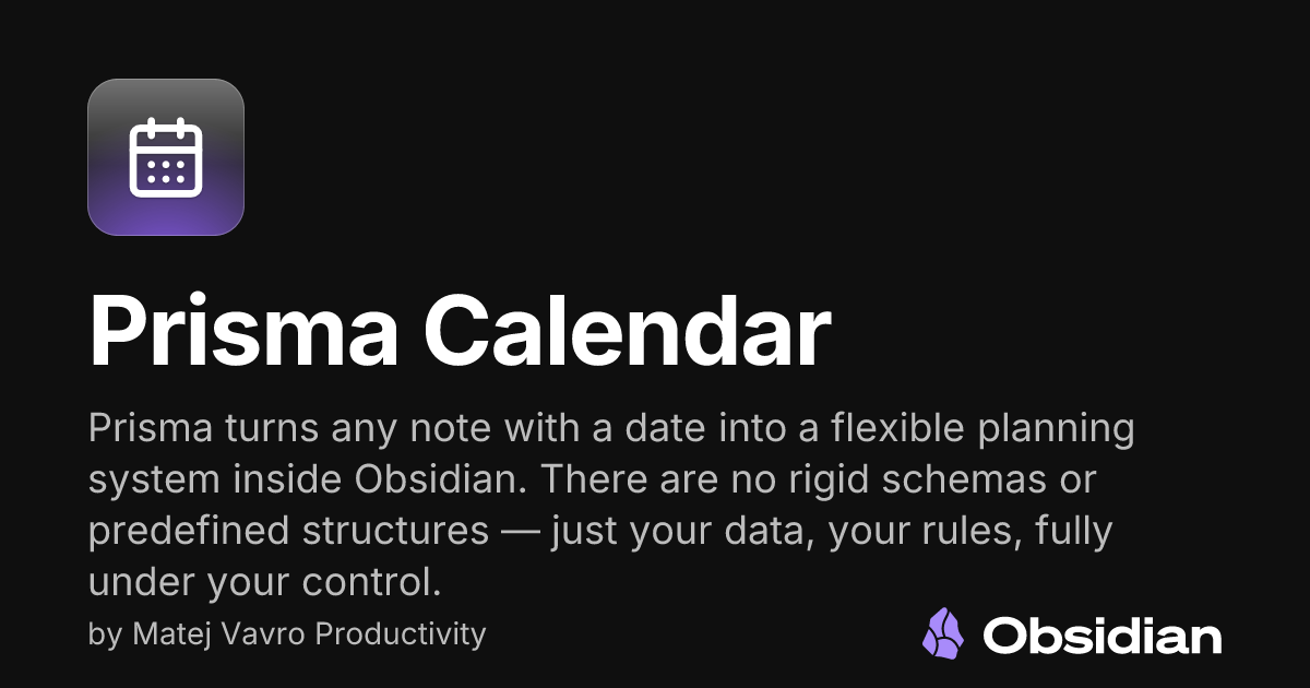 Prisma Calendar - Obsidian Plugin