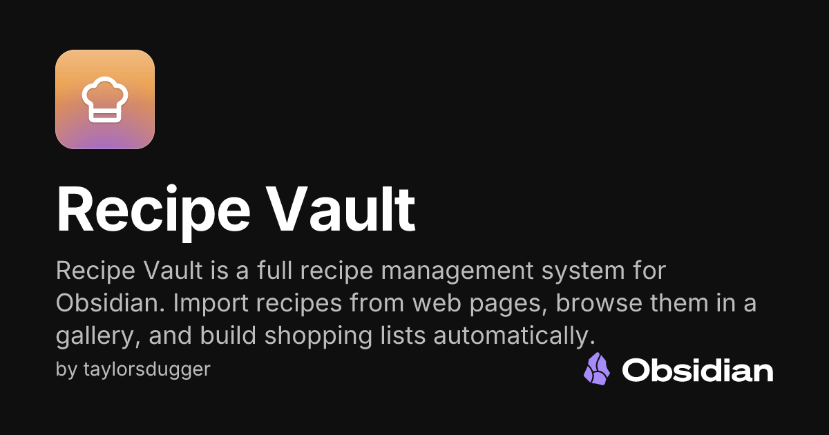 Recipe Vault - Obsidian Plugin