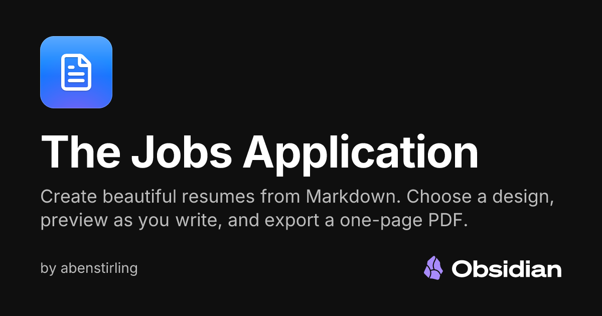 The Jobs Application - Obsidian Plugin