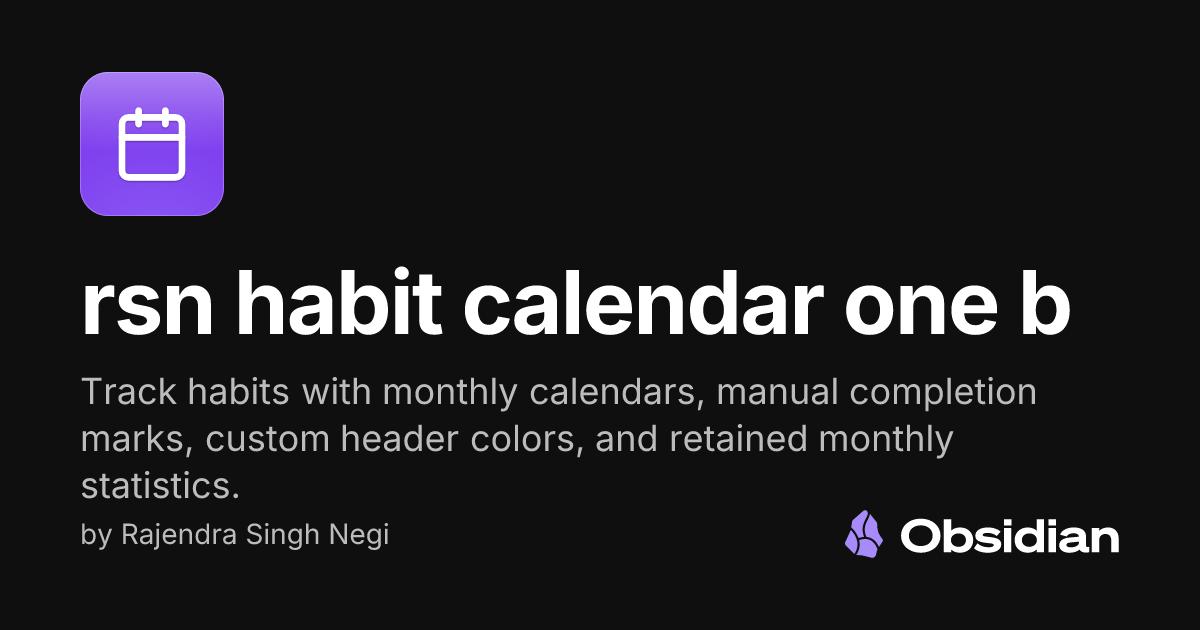 rsn habit calendar one b - Obsidian Plugin