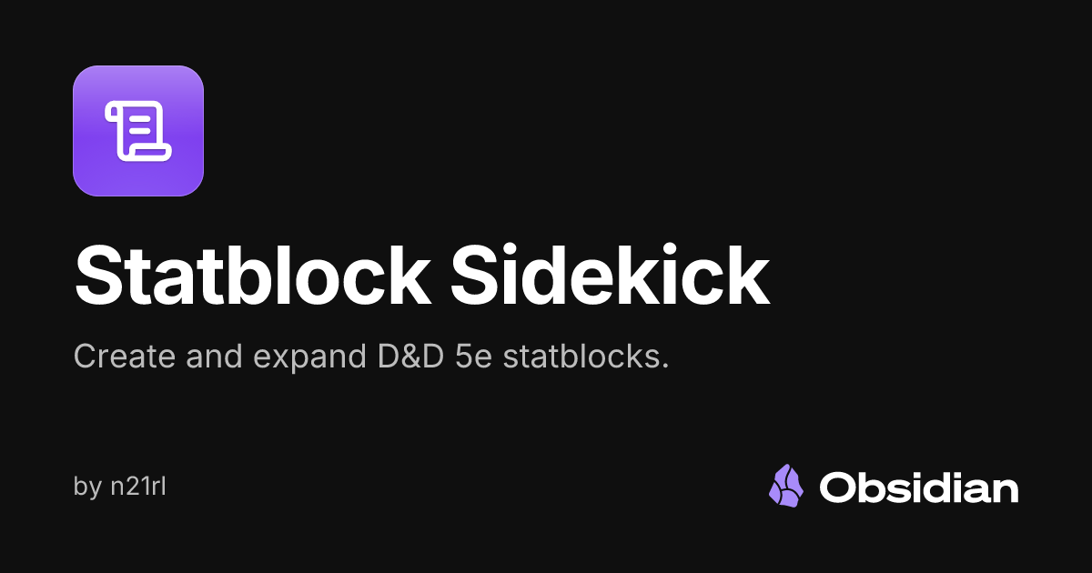 Statblock Sidekick - Obsidian Plugin