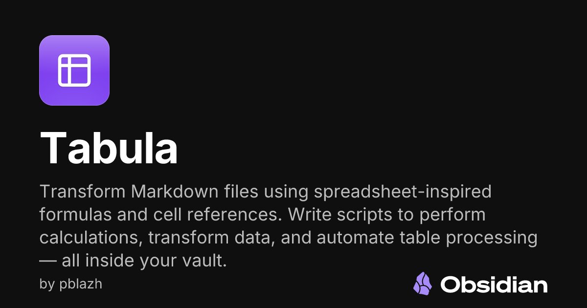 Tabula - Obsidian Plugin