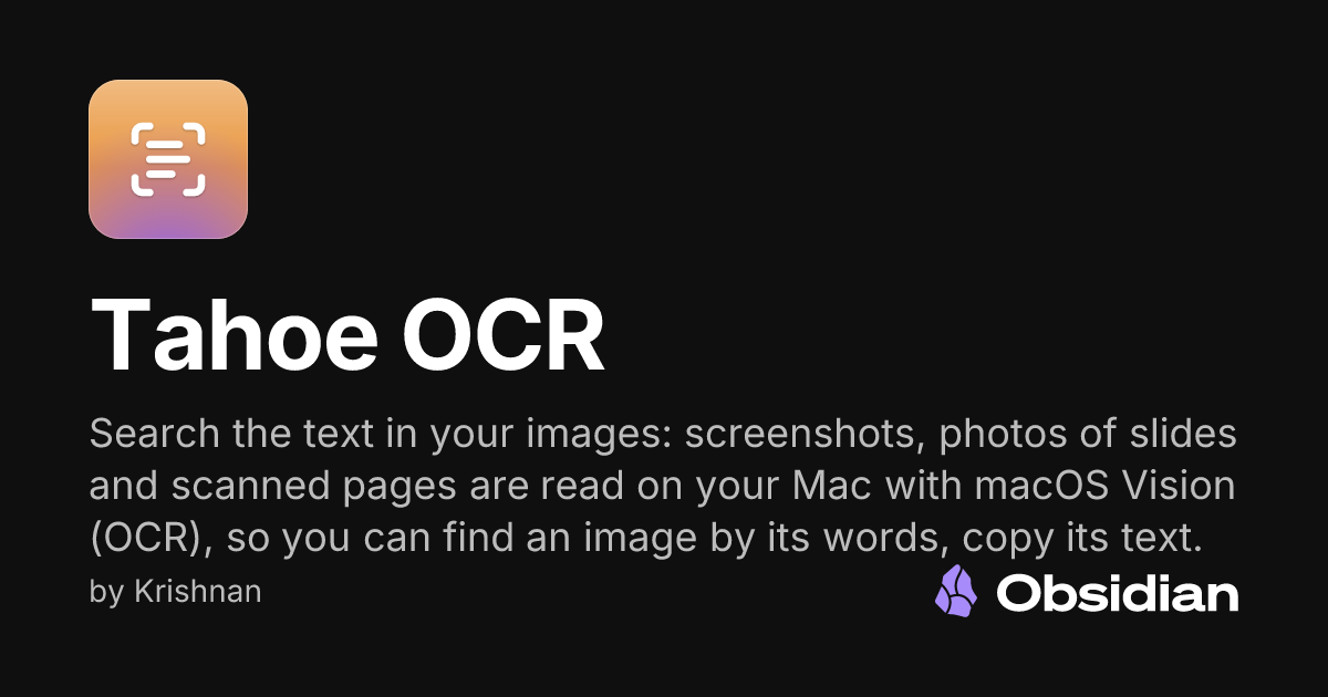 Tahoe OCR - Obsidian Plugin
