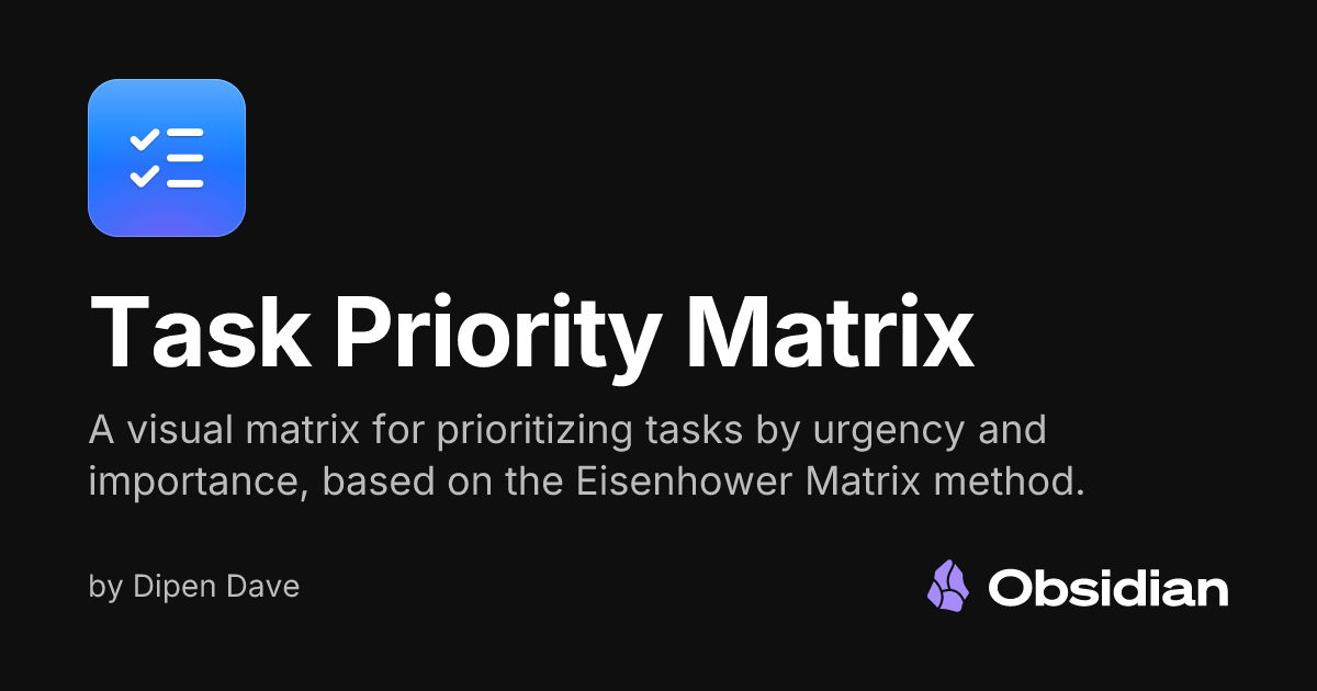 Task Priority Matrix - Obsidian Plugin